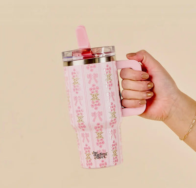 Oh So Fancy Tumbler with Flip Straw 20oz.- Pink