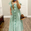 Button Up Midi Dress- Green Stripe