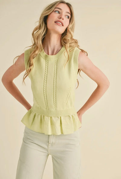 Mixed Media Top- Kiwi