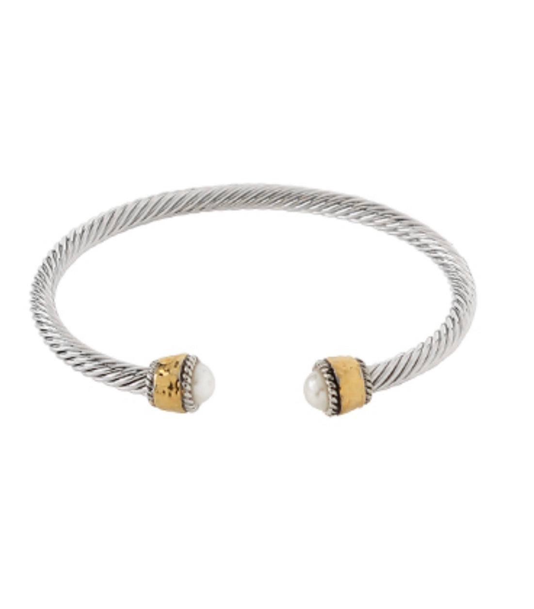 Classic Cable Bracelet- 2 Tone Pearl Stone