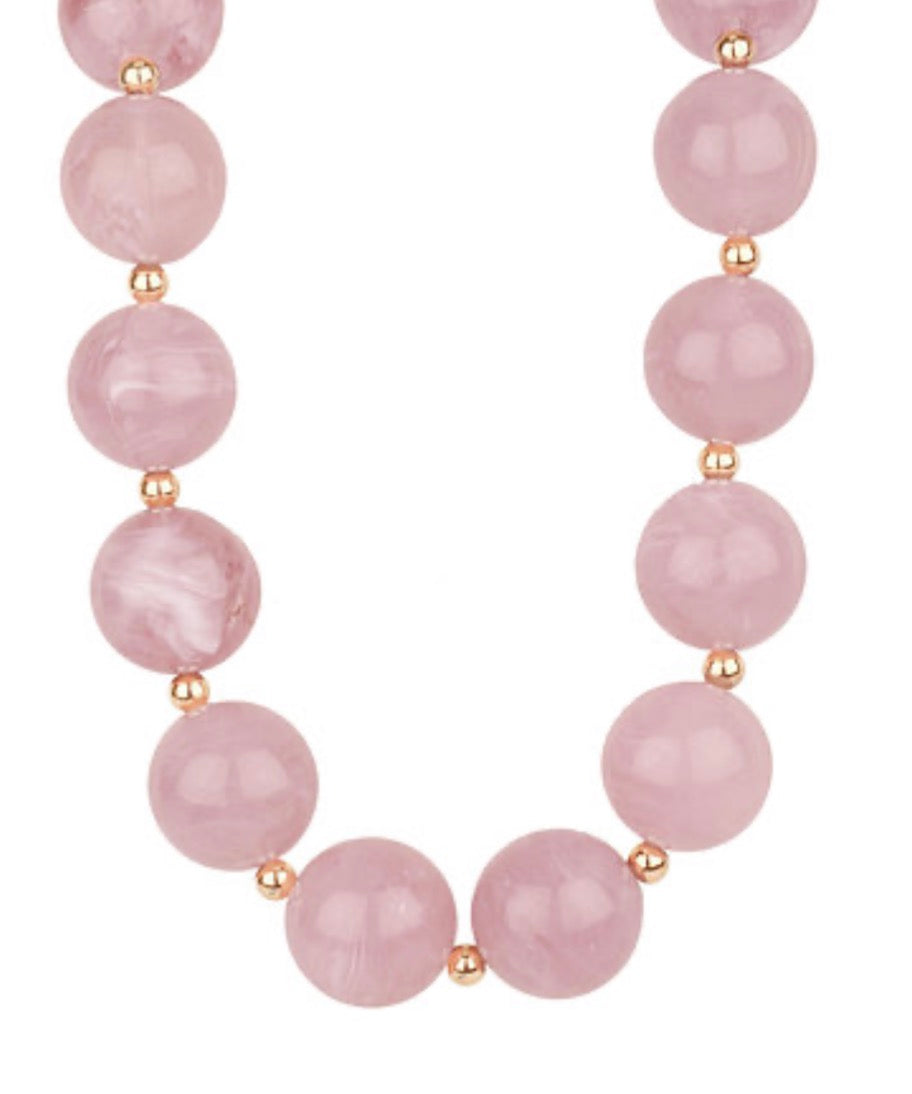 Acrylic Bead Necklace- Pink