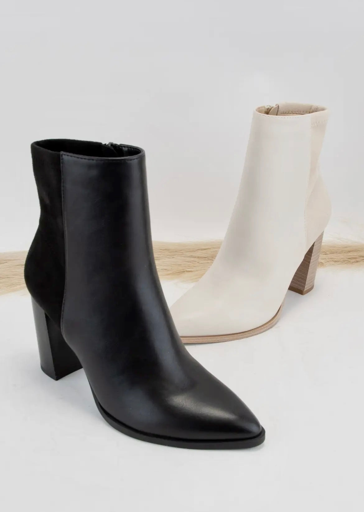 Leather Suede Bootie- Cream