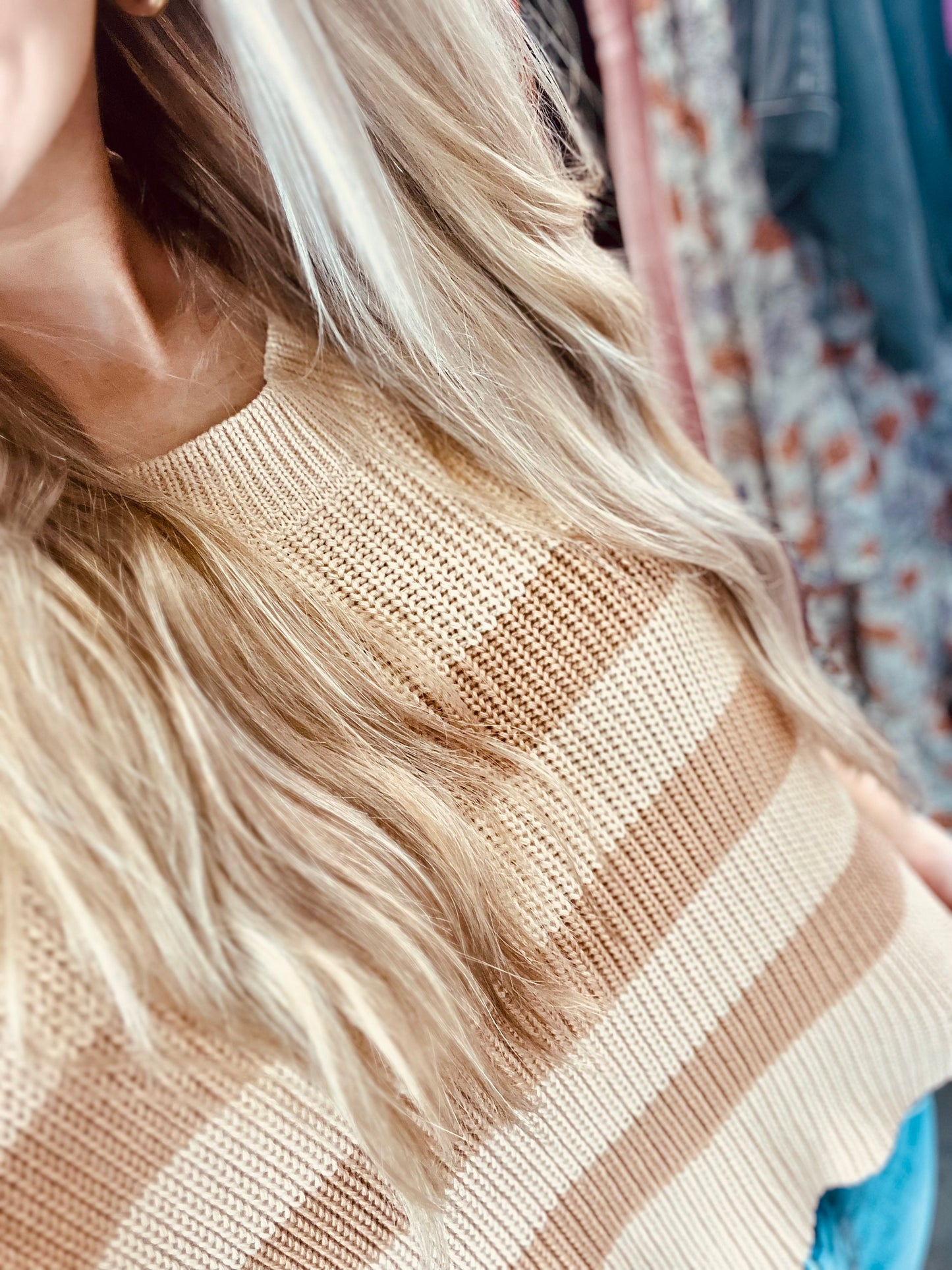 Mandi Sweater Top- Beige