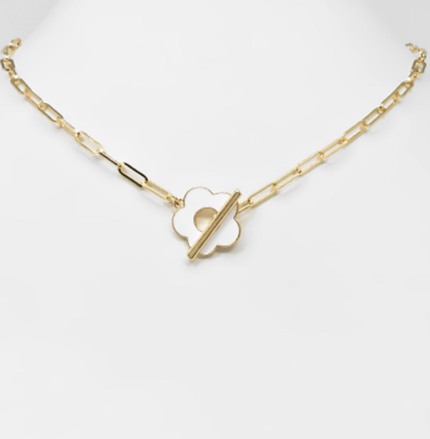 Daisy Toggle Necklace- White