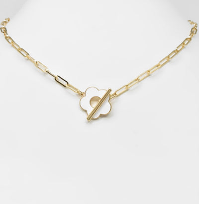 Daisy Toggle Necklace- White