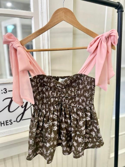 Floral Shoulder Tie Tank