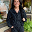 Polka Dot Zip-Up Jacket and Shorts Set- Black