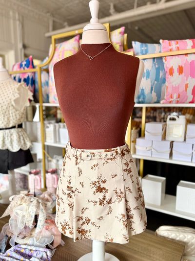 Cream Floral Skort