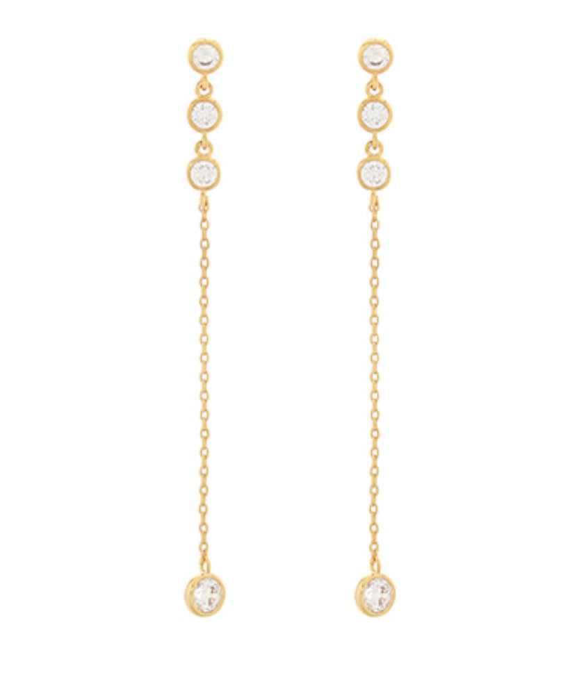Circle Stone Drop Earrings