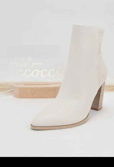 Leather Suede Bootie- Cream