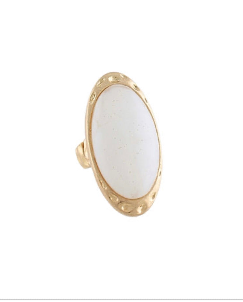 Oval Stone Open Ring