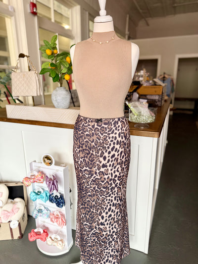 Leopard Print Midi Skirt