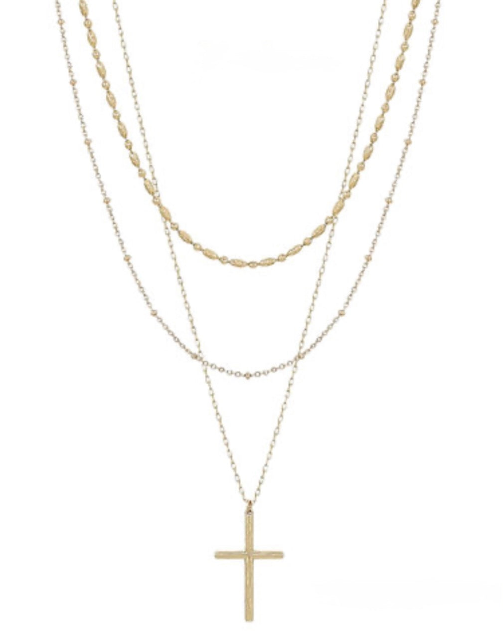 3 Layered Skinny Cross Necklace