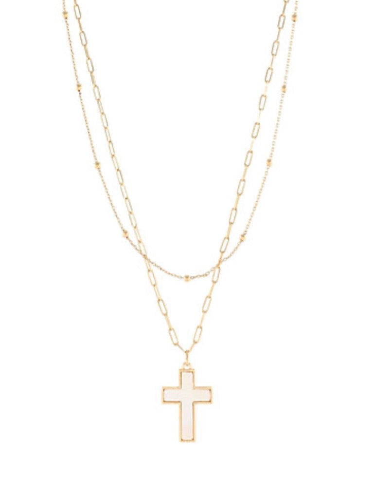 2 Layered Cross Necklace