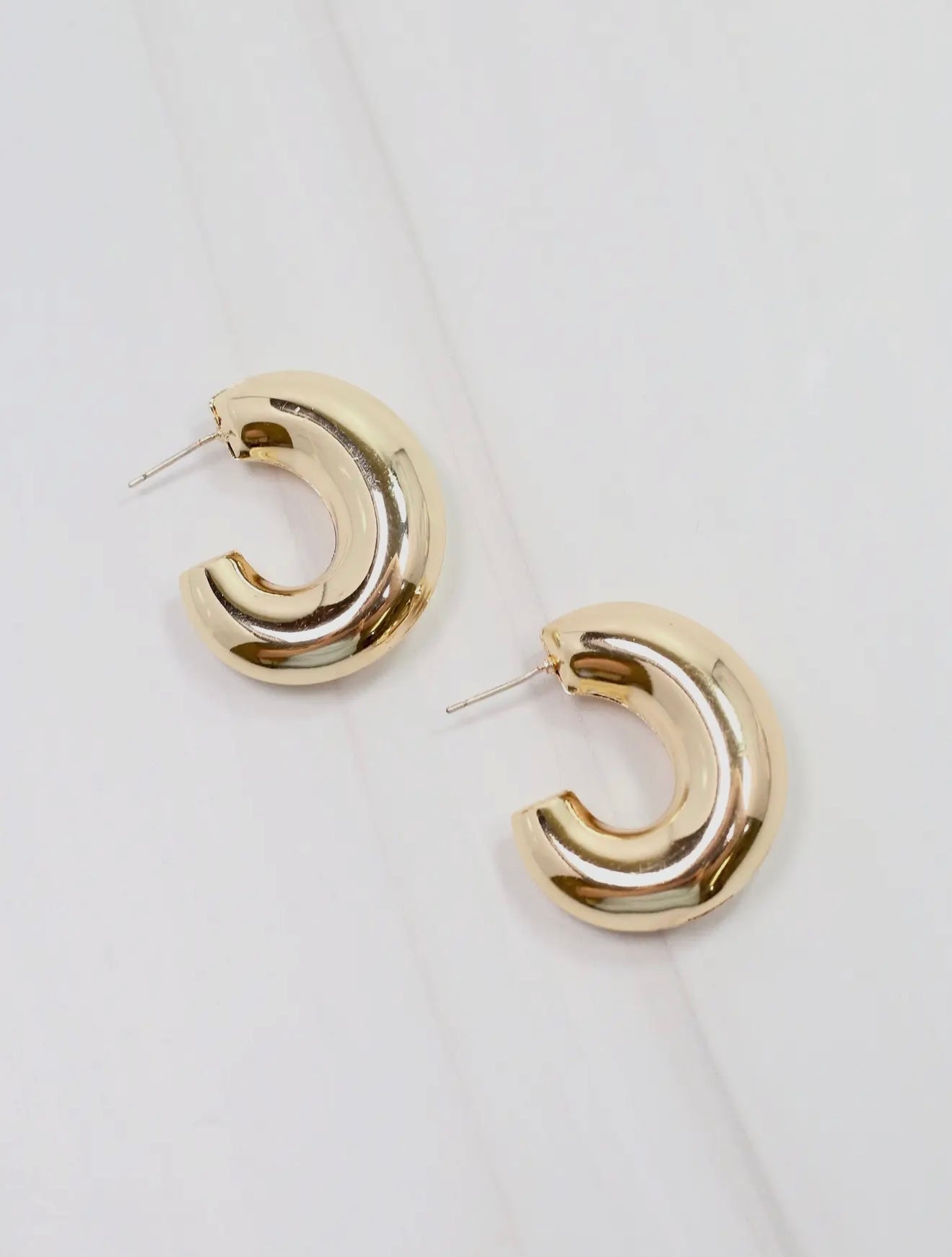 Gold Hoop Earring- Shiny Gold