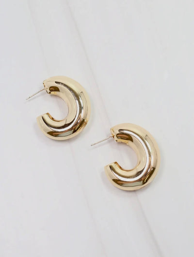 Gold Hoop Earring- Shiny Gold