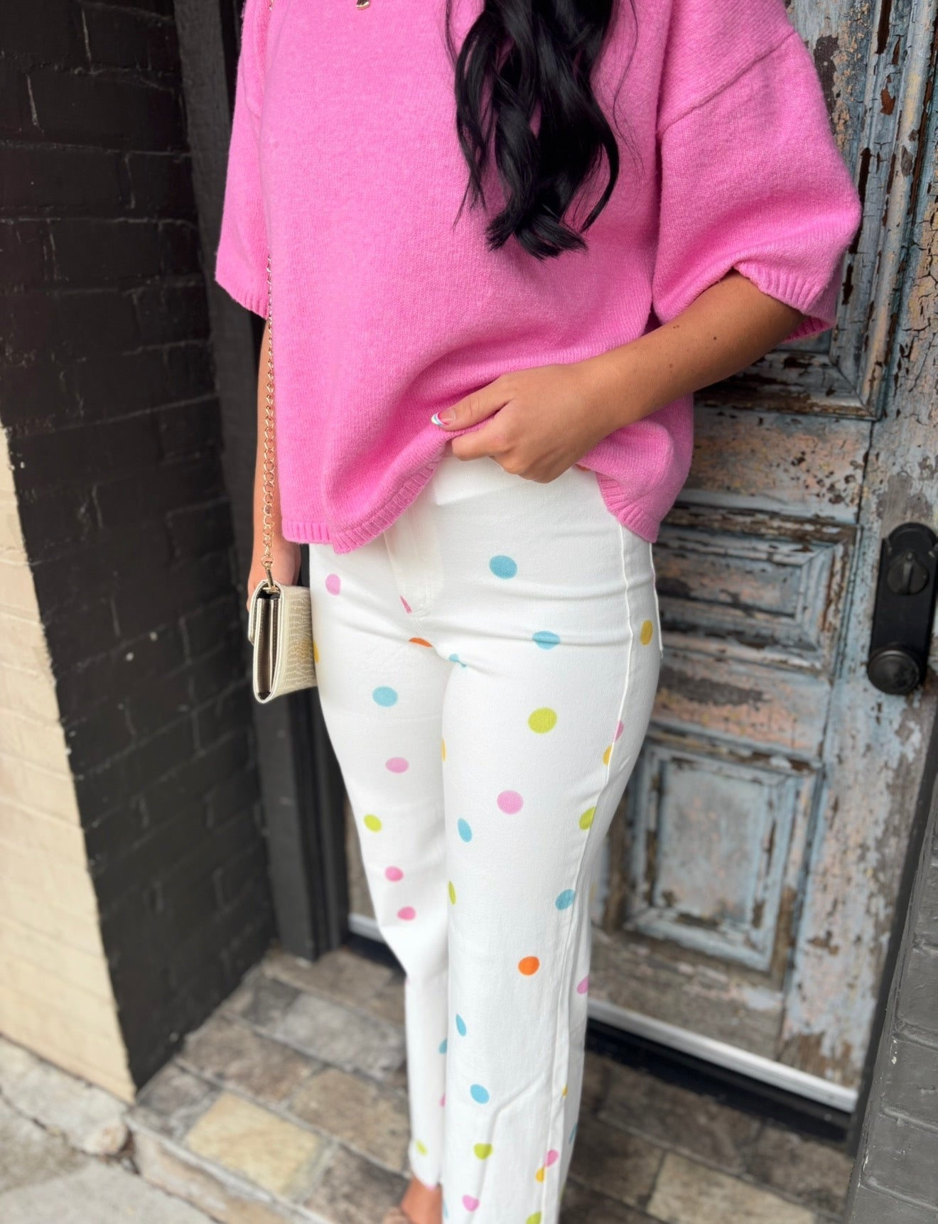 Polka Dot Denim- Ivory