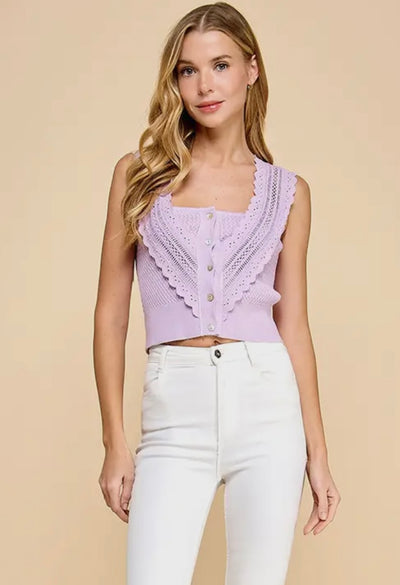 Lace Button up Tank