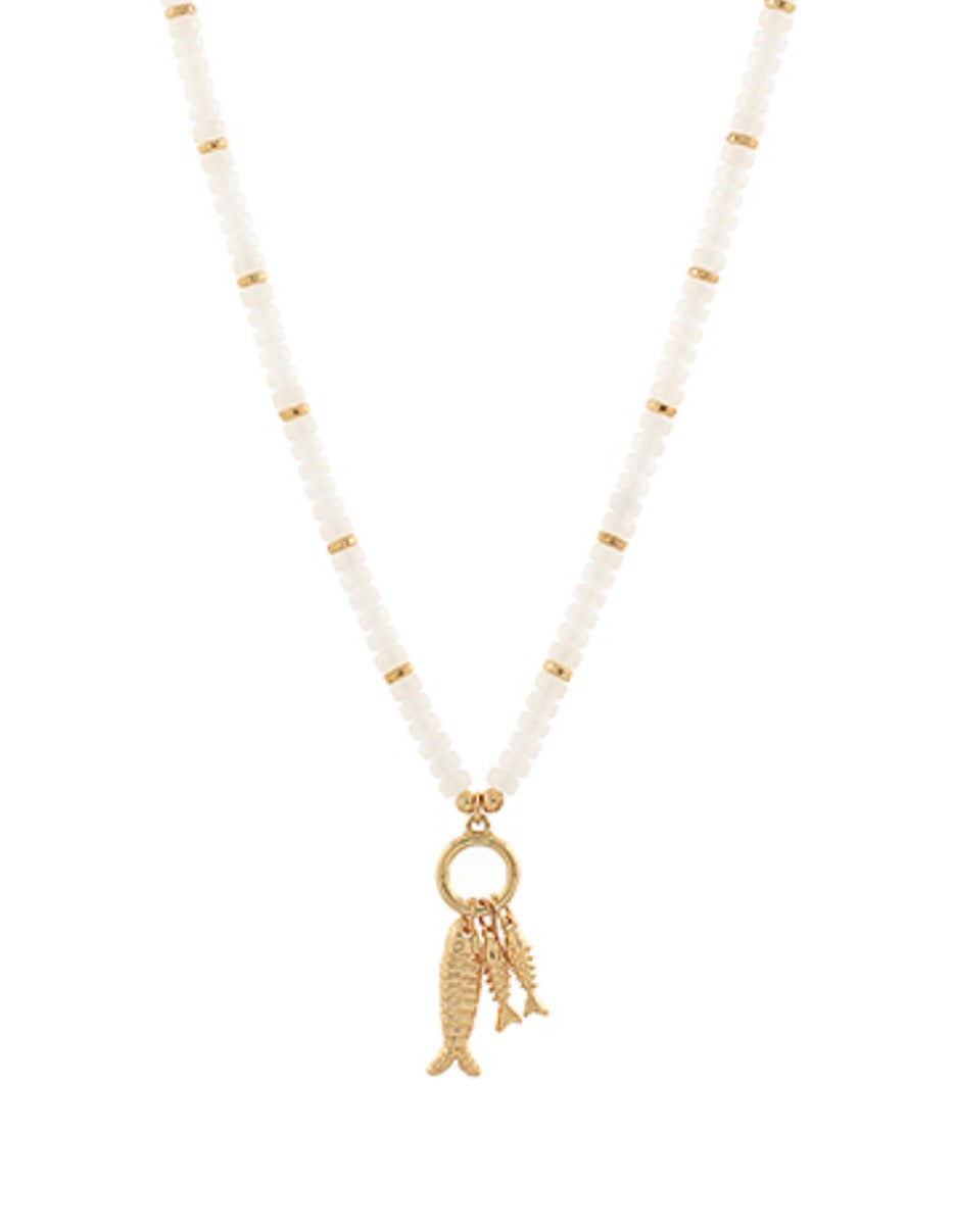 Rondelle Bead Fish Charm Necklace