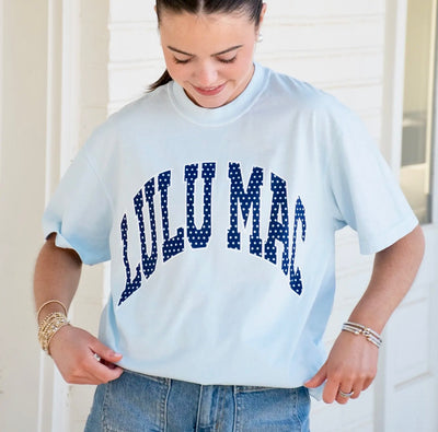 Lulu Mac Tee- Baby Blue/Polka Dot