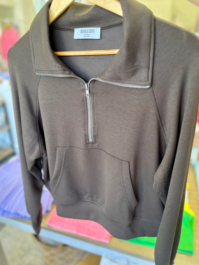 Half Zip Scuba- Chocolate