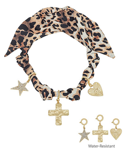 Leopard Scarf Necklace- Cross