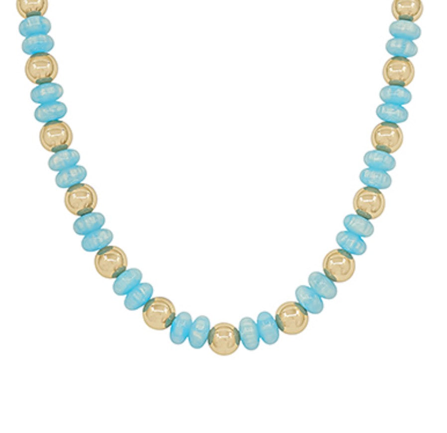 Blue & Gold Bead Necklace