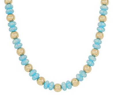 Blue & Gold Bead Necklace
