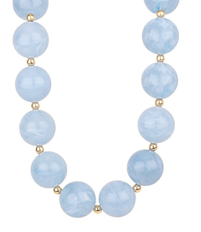 Bauble Necklace- Light Blue & Gold