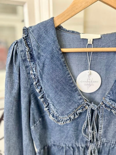 L/S Denim Tie Top