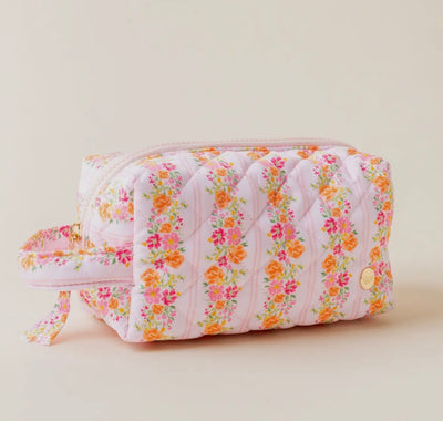Quilted Cosmetic Pouch- Petal Pink
