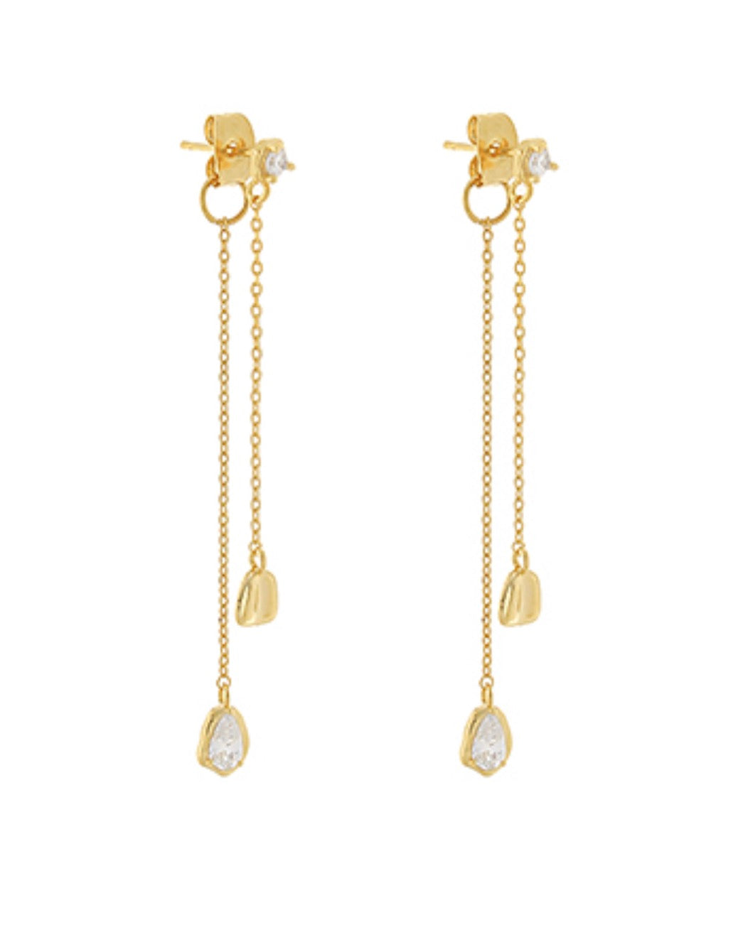 Stone + Gold Double Drop Earrings