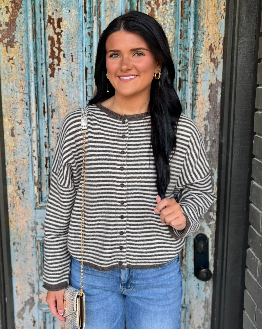 Cori Stripe Top- Chocolate