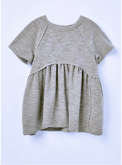 Girls SS Raw Edge Top- Olive