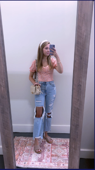 The Fiona Bodysuit- Peach/Ivory