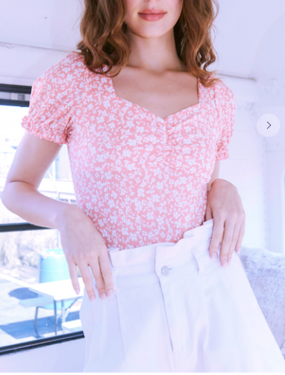 The Fiona Bodysuit- Peach/Ivory