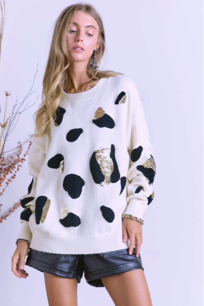 Sequin Leopard Sweater