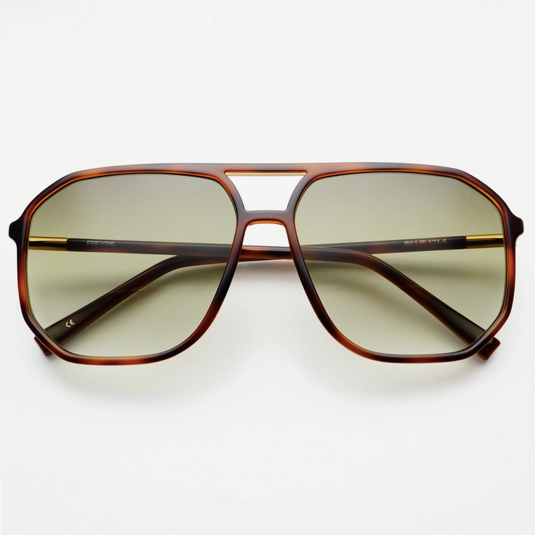 Billie Aviator Sunglasses- Tortoise/Green
