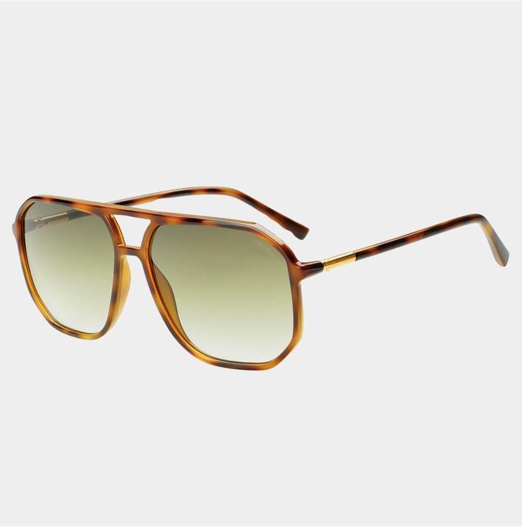 Billie Aviator Sunglasses- Tortoise/Green